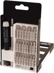 Wiha - 27 Piece, 4mm Drive Screwdriver Micro Bit Set - #000 to #1 Phillips, 0.7 to 4mm Hex, T3 to T15 Torx, 1.5, 2, 3 & 4mm Slotted - Industrial Tool & Supply
