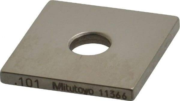 Mitutoyo - 0.101" Square Steel Gage Block - Accuracy Grade 0, Includes Certificate of Inspection - Industrial Tool & Supply