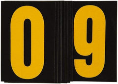 Made in USA - Letter Label - Legend: 0-9, English, Yellow & Black - Industrial Tool & Supply
