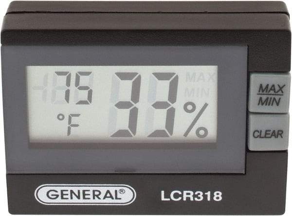 General - 14 to 140°F, 10 to 99% Humidity Range, Thermo-Hygrometer - 5% Relative Humidity Accuracy, 0.1% RH, 0.1° Temp Resolution - Industrial Tool & Supply