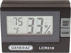 General - 14 to 140°F, 10 to 99% Humidity Range, Thermo-Hygrometer - 5% Relative Humidity Accuracy, 0.1% RH, 0.1° Temp Resolution - Industrial Tool & Supply