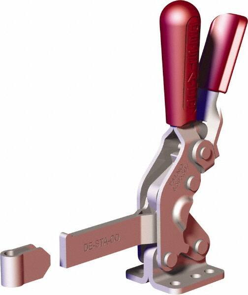 De-Sta-Co - 1,000 Lb Holding Capacity, Vertical Handle, Manual Hold Down Toggle Clamp - 64° Handle Movement, 76° Bar Opening, Solid Bar, Flanged Base, Carbon Steel - Industrial Tool & Supply