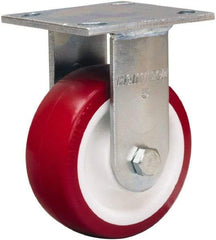 Hamilton - 5" Diam x 2" Wide x 6-1/2" OAH Top Plate Mount Rigid Caster - Polyurethane Mold on Polypropylene, 900 Lb Capacity, Straight Roller Bearing, 4 x 4-1/2" Plate - Industrial Tool & Supply