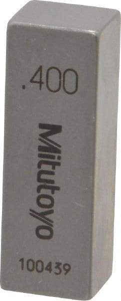 Mitutoyo - 0.4" Rectangular Steel Gage Block - Accuracy Grade AS-1, Includes Certificate of Inspection - Industrial Tool & Supply