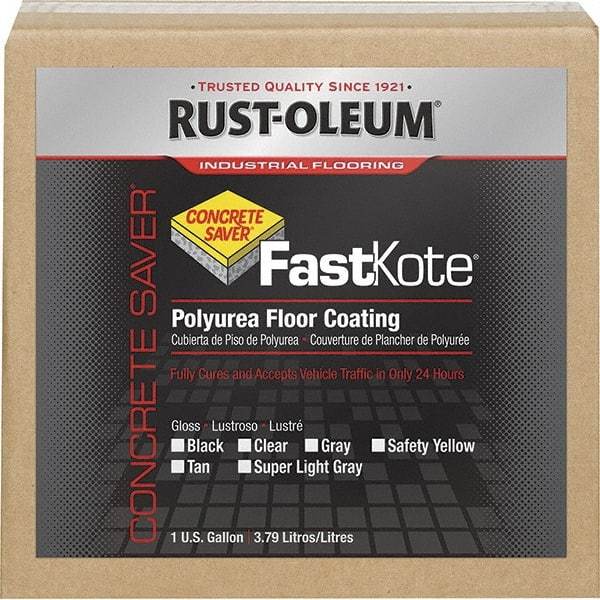 Rust-Oleum - 1 Gal Safety Yellow Gloss Finish Floor Coating - 400 Sq Ft per Gal, Interior/Exterior, <50 gL VOC Compliance - Industrial Tool & Supply