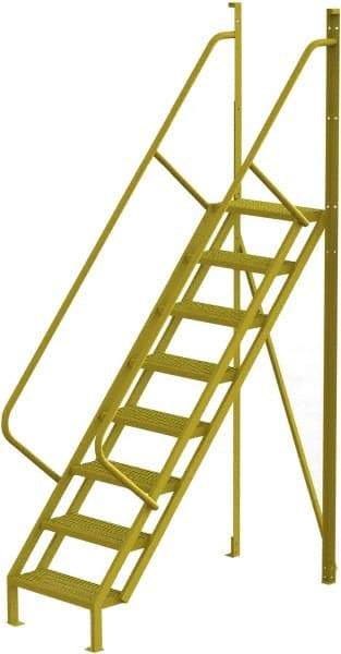 TRI-ARC - 122" 8 Step Configurable Crossover Ladder - 50° Incline, 1,000 Lb Capacity, 80" Platform Height, 30" Base Width x 69-1/2" Base Depth, Serrated - Industrial Tool & Supply