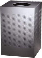 Rubbermaid - 40 Gal Silver Square Decorative Waste Receptacle With Top - Steel, 30" High x 476.25mm Long x 476.25mm Wide - Industrial Tool & Supply