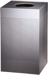 Rubbermaid - 20 Gal Silver Square Decorative Waste Receptacle With Top - Steel, 30" High x 476.25mm Long x 476.25mm Wide - Industrial Tool & Supply