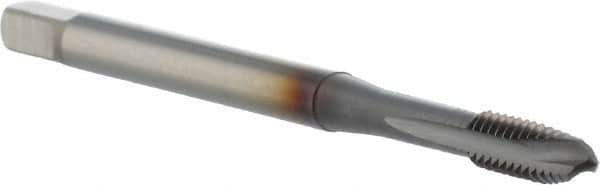 OSG - #8-32 UNC, 3 Flute, TiCN Finish, Powdered Metal Spiral Point Tap - Plug Chamfer, Right Hand Thread, 63mm OAL, 9.5mm Thread Length, 0.168" Shank Diam, 2B Class of Fit, Series 16515 - Exact Industrial Supply