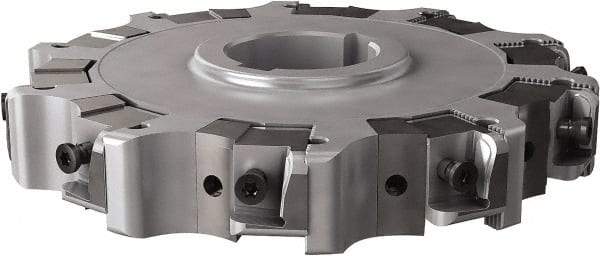 Seco - Arbor Hole Connection, 0.63" Cutting Width, 1.98" Depth of Cut, 160mm Cutter Diam, 1.5748" Hole Diam, 10 Tooth Indexable Slotting Cutter - 335.25 Toolholder, XNHQ, LNHQ Insert, Right Hand Cutting Direction - Industrial Tool & Supply
