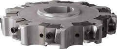 Seco - Arbor Hole Connection, 0.63" Cutting Width, 1.98" Depth of Cut, 160mm Cutter Diam, 1.5748" Hole Diam, 10 Tooth Indexable Slotting Cutter - 335.25 Toolholder, XNHQ, LNHQ Insert, Right Hand Cutting Direction - Industrial Tool & Supply