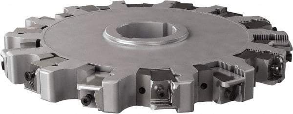 Seco - Arbor Hole Connection, 1.26" Cutting Width, 3.476" Depth of Cut, 250mm Cutter Diam, 1.9685" Hole Diam, 7 Tooth Indexable Slotting Cutter - 335.25 Toolholder, XNHQ, LNHQ Insert, Right Hand Cutting Direction - Industrial Tool & Supply