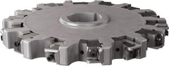Seco - Arbor Hole Connection, 1.26" Cutting Width, 3.476" Depth of Cut, 250mm Cutter Diam, 1.9685" Hole Diam, 7 Tooth Indexable Slotting Cutter - 335.25 Toolholder, XNHQ, LNHQ Insert, Right Hand Cutting Direction - Industrial Tool & Supply