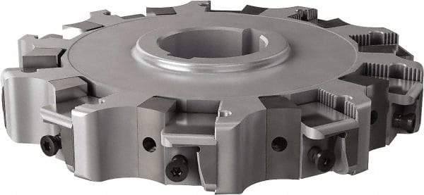 Seco - Arbor Hole Connection, 0.63" Cutting Width, 1.98" Depth of Cut, 160mm Cutter Diam, 1.5748" Hole Diam, 10 Tooth Indexable Slotting Cutter - 335.25 Toolholder, XNHQ, LNHQ Insert, Right Hand Cutting Direction - Industrial Tool & Supply