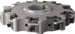 Seco - Arbor Hole Connection, 0.63" Cutting Width, 1.98" Depth of Cut, 160mm Cutter Diam, 1.5748" Hole Diam, 10 Tooth Indexable Slotting Cutter - 335.25 Toolholder, XNHQ, LNHQ Insert, Right Hand Cutting Direction - Industrial Tool & Supply