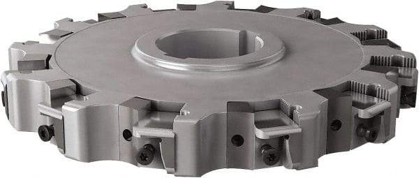 Seco - Arbor Hole Connection, 0.63" Cutting Width, 2.413" Depth of Cut, 8" Cutter Diam, 2" Hole Diam, 12 Tooth Indexable Slotting Cutter - 335.25 Toolholder, XNHQ, LNHQ Insert, Right Hand Cutting Direction - Industrial Tool & Supply