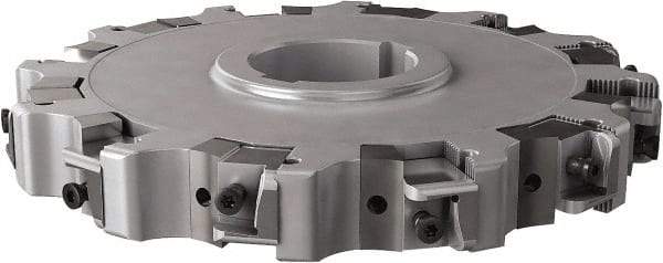 Seco - Arbor Hole Connection, 1.26" Cutting Width, 2.492" Depth of Cut, 200mm Cutter Diam, 1.9685" Hole Diam, 6 Tooth Indexable Slotting Cutter - 335.25 Toolholder, XNHQ, LNHQ Insert, Right Hand Cutting Direction - Industrial Tool & Supply