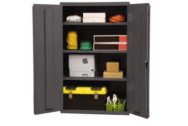 Durham - 3 Shelf Locking Storage Cabinet - Steel, 36" Wide x 18" Deep x 60" High, Gray - Industrial Tool & Supply