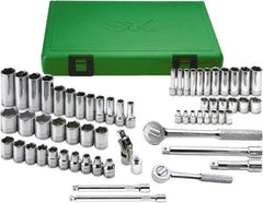 SK - 62 Piece 1/4 & 3/8" Drive Standard Deep Socket Set - 6 Points, 5.5 to 13mm, Metric Measurement Standard - Industrial Tool & Supply