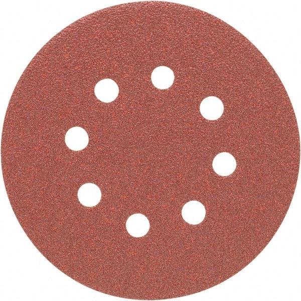 Porter-Cable - 5" Diam, 180 Grit Zirconia Alumina Adhesive PSA Disc - Very Fine Grade, Tan, C Weighted Backing, Flexible, 13,000 Max RPM - Industrial Tool & Supply