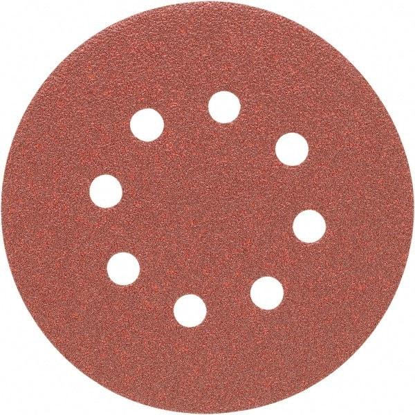 Porter-Cable - 5" Diam, 80 Grit Zirconia Alumina Adhesive PSA Disc - Medium Grade, Tan, C Weighted Backing, Flexible, 13,000 Max RPM - Industrial Tool & Supply