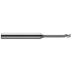 Corner Radius End Mill: 1/16″ Dia, 3/32″ LOC, 0.005″ Radius, 4 Flutes, Solid Carbide 2-1/2″ OAL, 1/8″ Shank Dia, 30 ° Helix, Bright/Uncoated, Corner Radius End, Centercutting