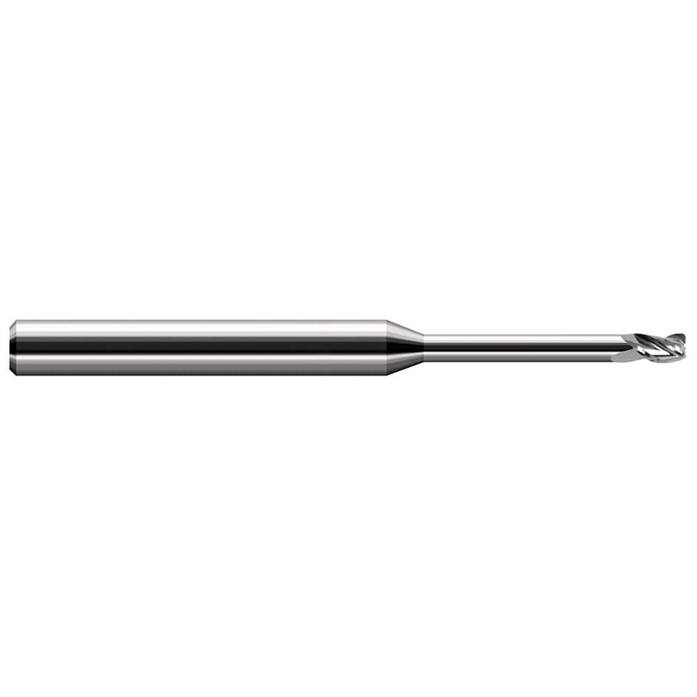 Corner Radius End Mill: 0.078″ Dia, 0.117″ LOC, 1/64″ Radius, 3 Flutes, Solid Carbide 2-1/2″ OAL, 1/8″ Shank Dia, 30 ° Helix, Bright/Uncoated, Corner Radius End