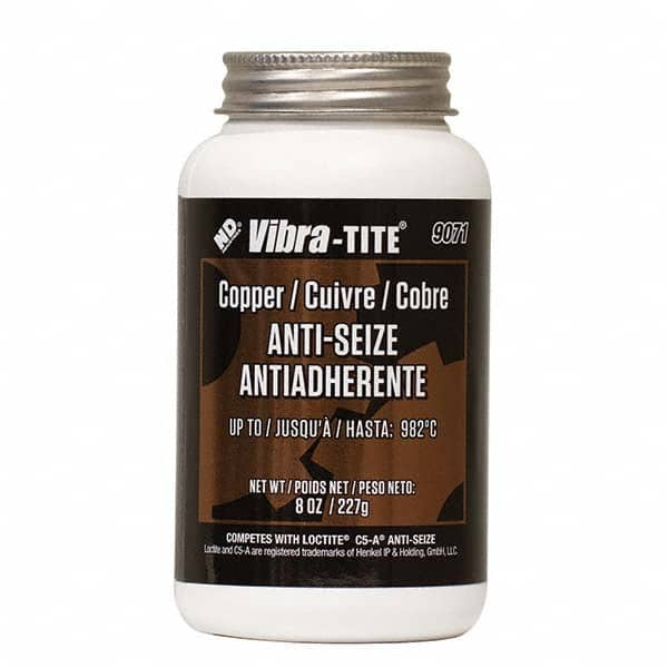 Vibra-Tite - 8 oz Jar, Copper Anti-Seize Lubricant, with Brush Cap - Industrial Tool & Supply