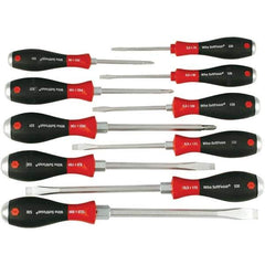 Wiha - 10 Piece Slotted & Phillips Screwdriver Set - Bit Sizes: Philips #1, #2 & #3, Comes in Box - Industrial Tool & Supply