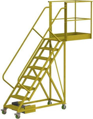 TRI-ARC - 122" 8 Step Configurable Cantilever Ladder - Unsupported, 300 Lb Capacity, 80" Platform Height, 30" Base Width x 109" Base Depth, Serrated - Industrial Tool & Supply