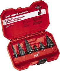 Milwaukee Tool - 1/8 to 1-1/8", Oxide Finish, High Speed Steel Step Drill Bit Set - Industrial Tool & Supply