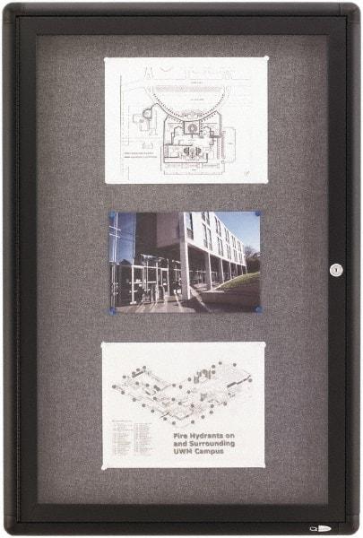 Quartet - 24" Wide x 36" High Enclosed Cork Bulletin Board - Gray - Industrial Tool & Supply