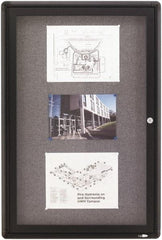 Quartet - 24" Wide x 36" High Enclosed Cork Bulletin Board - Gray - Industrial Tool & Supply