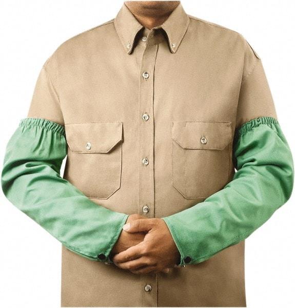 Steiner - Size Standard, Green Cotton Sleeve - 18" Long Sleeve, Elastic Top with Snap Wrist - Industrial Tool & Supply