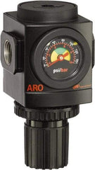 ARO/Ingersoll-Rand - 1/2 NPT Port, 210 CFM, Aluminum Standard Regulator - 0 to 140 psi Range, 250 Max psi Supply Pressure, 1/8" Gauge Port Thread, 3.15" Wide x 5.472" High - Industrial Tool & Supply