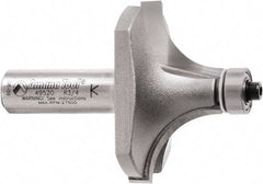 Amana Tool - 2" Cut Diam, 1" Length of Cut, 2 Flute Round-Over Edge Profile Router Bit - Carbide-Tipped, 1/2" Shank Diam, 2-7/8" OAL, Uncoated - Industrial Tool & Supply