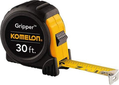 Komelon - 30' x 1" Yellow Steel Blade Tape Measure - 1/16" Graduation, Inch Graduation Style, Yellow/Black ABS Plastic Case - Industrial Tool & Supply