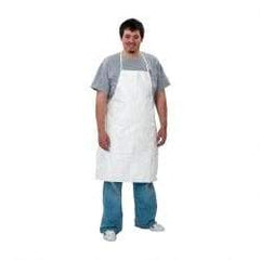 Dupont - 28" Wide x 36" Long x 6 mil Thick Bib Apron - Tyvek, White, Resists Aerosols, Liquid Splashes, Dry Particles - Industrial Tool & Supply