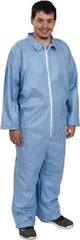 Dupont - Size L FR Disposable Flame Resistant/Retardant Coveralls - Blue, Zipper Closure, Open Cuffs, Open Ankles, Serged Seams - Industrial Tool & Supply