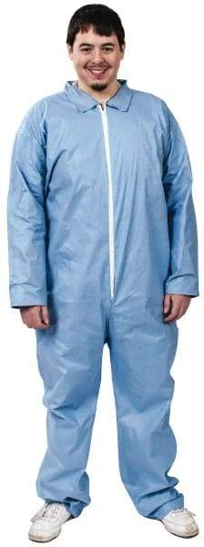 Dupont - Size XL FR Disposable Flame Resistant/Retardant Coveralls - Blue, Zipper Closure, Open Cuffs, Open Ankles, Serged Seams - Industrial Tool & Supply