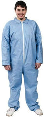Dupont - Size XL FR Disposable Flame Resistant/Retardant Coveralls - Blue, Zipper Closure, Open Cuffs, Open Ankles, Serged Seams - Industrial Tool & Supply