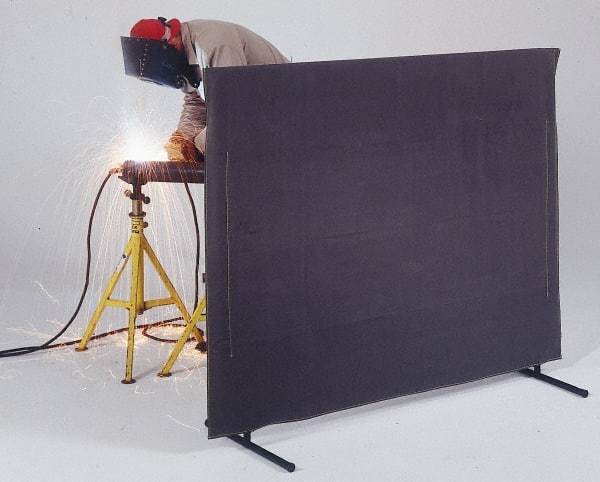Singer Safety - 8 Ft. Wide x 6 Ft. High, 14 mil Thick Coated Vinyl Portable Welding Screen Kit - Yellow - Industrial Tool & Supply