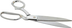 Heritage Cutlery - 4-3/4" LOC, 10" OAL Chrome Plated Standard Shears - Right Hand, Metal Bent Handle, For General Purpose Use - Industrial Tool & Supply