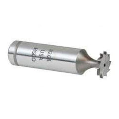 Made in USA - 1/2" Diam x 1/16" Face Width, Cobalt, 10 Teeth, Shank Connection Woodruff Keyseat Cutter - Uncoated, 2-1/16" OAL x 1/2" Shank, Straight Teeth, ANSI 204, Old Standard 1 - Industrial Tool & Supply