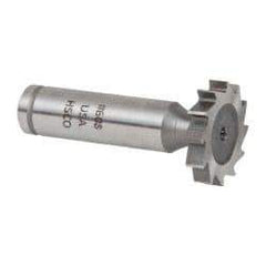 Made in USA - 1" Diam x 3/16" Face Width, Cobalt, 12 Teeth, Shank Connection Woodruff Keyseat Cutter - Uncoated, 2-3/16" OAL x 1/2" Shank, Straight Teeth, ANSI 608, Old Standard 13 - Industrial Tool & Supply