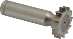 Made in USA - 1" Diam x 7/32" Face Width, Cobalt, 12 Teeth, Shank Connection Woodruff Keyseat Cutter - Uncoated, 2-7/32" OAL x 1/2" Shank, Straight Teeth, ANSI 708, Old Standard 14 - Industrial Tool & Supply