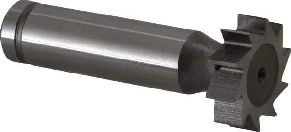 Made in USA - 7/8" Diam x 1/4" Face Width, Cobalt, 10 Teeth, Shank Connection Woodruff Keyseat Cutter - Uncoated, 2-1/4" OAL x 1/2" Shank, Straight Teeth, ANSI 807, Old Standard A - Industrial Tool & Supply