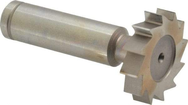 Made in USA - 1-1/8" Diam x 1/4" Face Width, Cobalt, 12 Teeth, Shank Connection Woodruff Keyseat Cutter - Uncoated, 2-1/4" OAL x 1/2" Shank, Straight Teeth, ANSI 809, Old Standard 18 - Industrial Tool & Supply