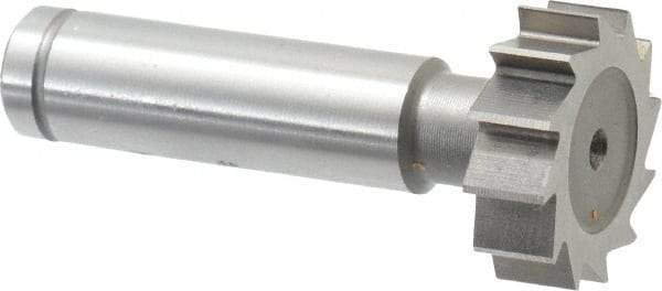 Made in USA - 1" Diam x 5/16" Face Width, Cobalt, 12 Teeth, Shank Connection Woodruff Keyseat Cutter - Uncoated, 2-5/16" OAL x 1/2" Shank, Straight Teeth, ANSI 1008, Old Standard B - Industrial Tool & Supply