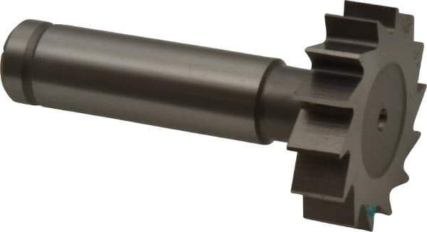 Made in USA - 1-1/4" Diam x 5/16" Face Width, Cobalt, 14 Teeth, Shank Connection Woodruff Keyseat Cutter - Uncoated, 2-5/16" OAL x 1/2" Shank, Straight Teeth, ANSI 1010, Old Standard D - Industrial Tool & Supply